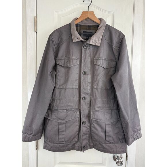 Banana Republic Gray Flannel Lined Field Military Utility Safari Jacket Men's L - Picture 1 of 12